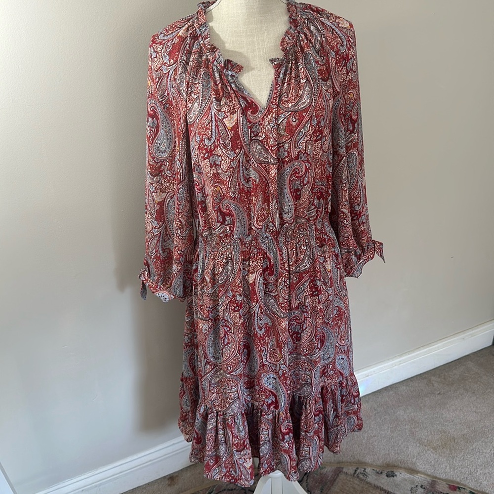 NWT Talbots Paisley Fall Dress Petite Large - Picture 1 of 9